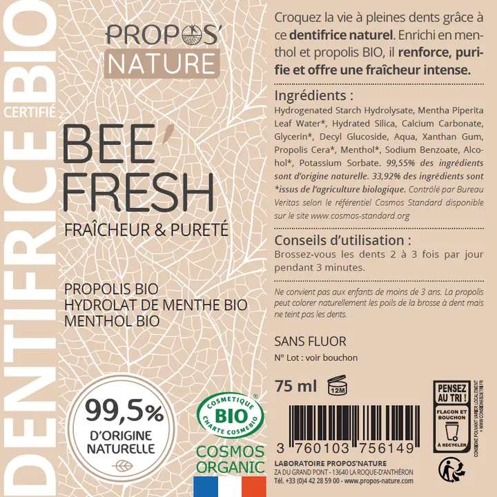 Propos Nature Bio Zubná pasta – Propolis & Menthol (bez fluoridu, 75 ml) – Obrázok 4
