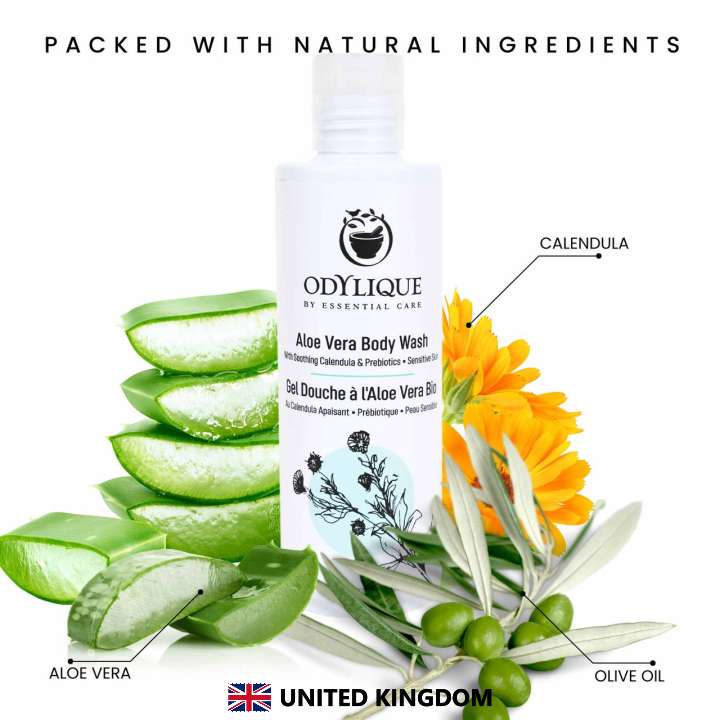 Odylique Aloe Vera Ultra jemný sprchový gél bez parfumácie pre citlivú pokožku Body Wash 200ml – Obrázok 4