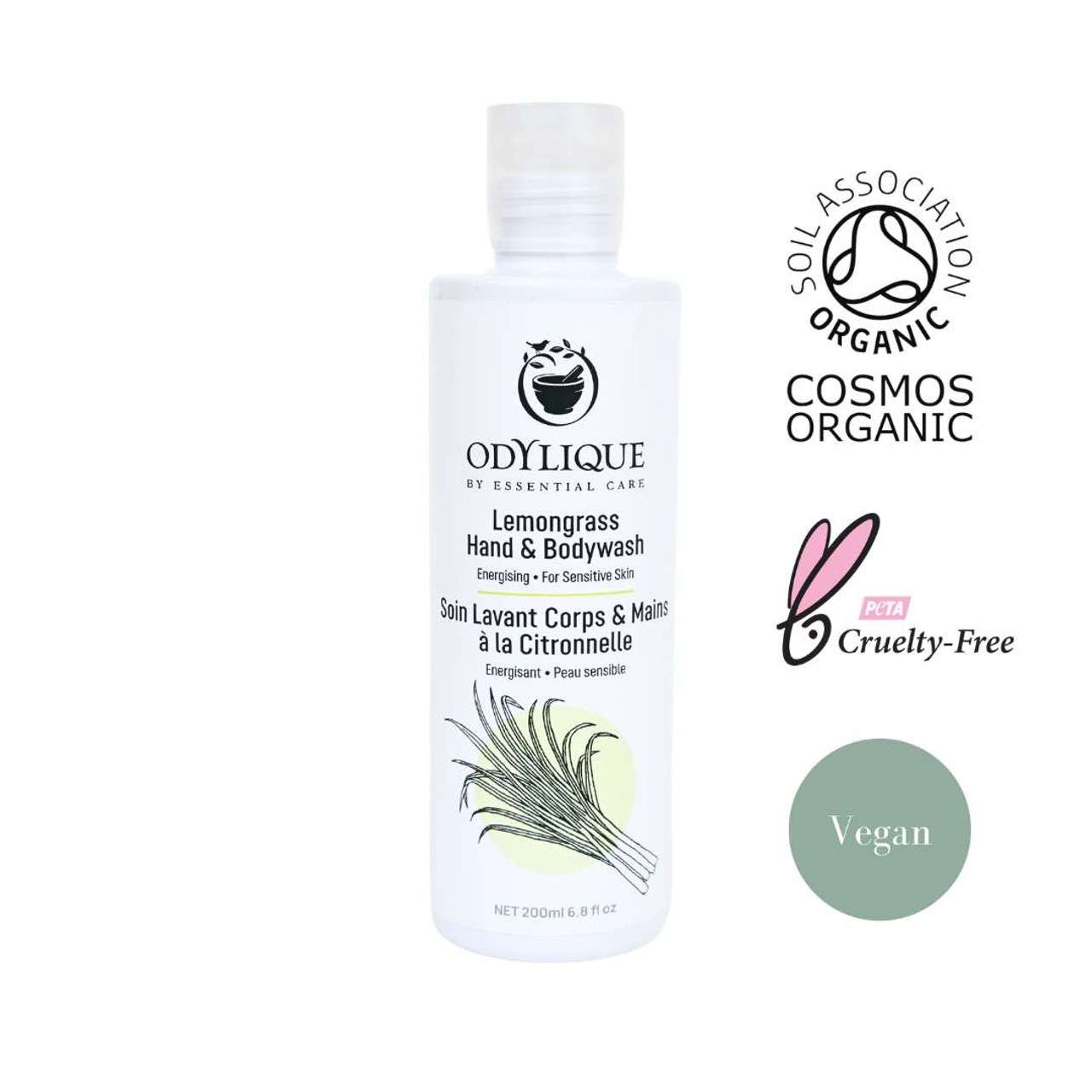Odylique Sprchový gél z Citrónovej trávy s Eukaliptom a mätou Lemongrass Hand & Bodywash – Obrázok 3