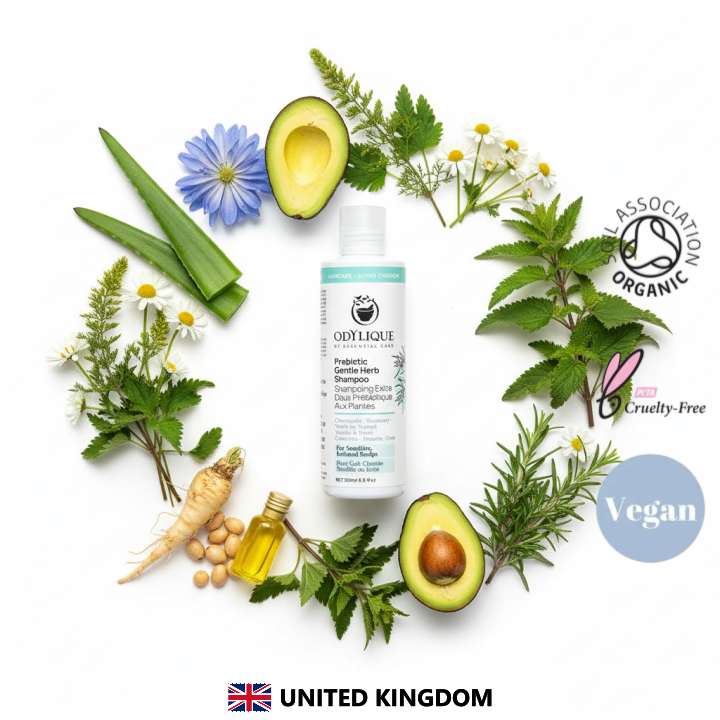 Odylique Prebiotický jemný bylinkový šampón 200 ml Prebiotic Gentle Herb Shampoo (NOVINKA!) – Obrázok 3