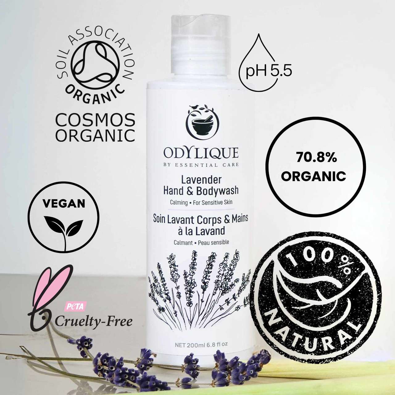 Odylique Levanduľový sprchový a telový gél Lavender Hand & Bodywash 200 ml – Obrázok 5